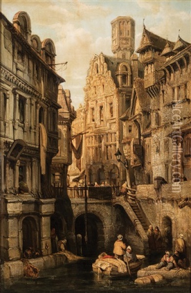 Old Paris Oil Painting - Alfred Montague
