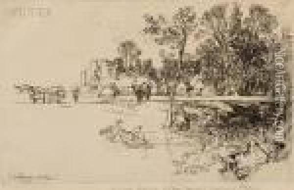 Cowdray Castle, With Geese Oil Painting - Sir Francis Seymour Haden