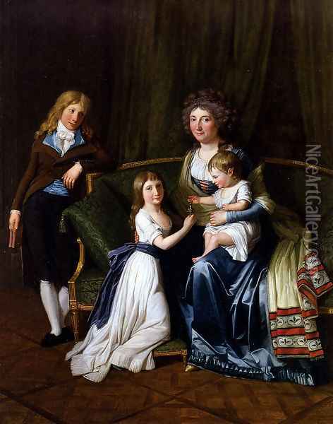 Portrait Of A Family In An Interior Oil Painting - Henri Pierre Danloux