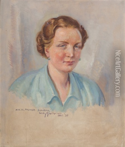 A Portrait Of Princess Juliana Oil Painting - Willy Sluijter