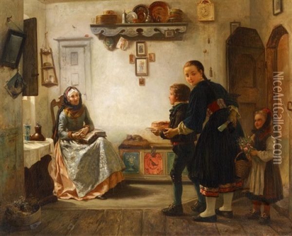 Grosmutters Geburtstag Oil Painting - Carl Wilhelm Huebner
