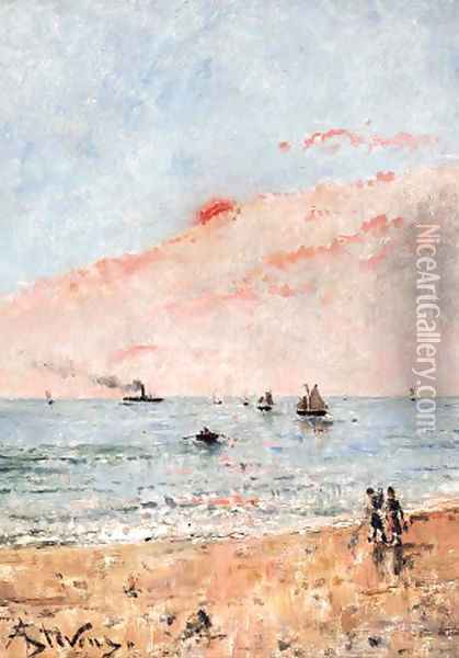A la plage Oil Painting - Alfred Stevens