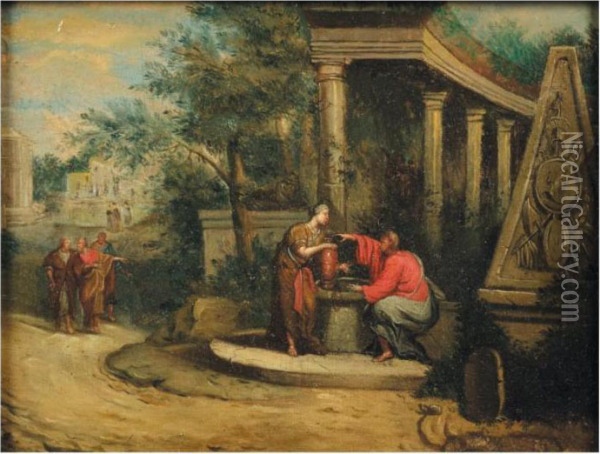 Le Christ Et La Samaritaine Oil Painting - Francisque I Millet