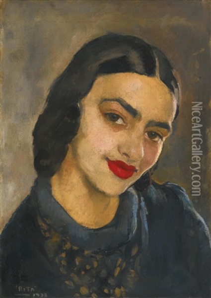 Untitled (self-portrait) Oil Painting - Amrita Sher-Gil