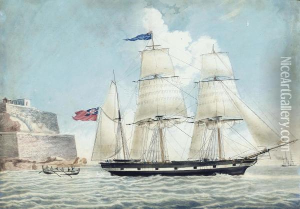 The British Barque 
Anna Robertson 
 Of Scarborough Leaving Malta Oil Painting - Nicholas Cammillieri