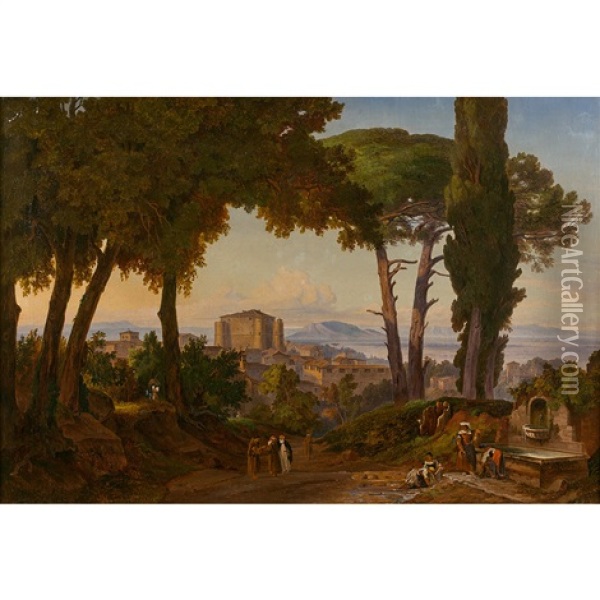Vue Fantaisiste De Naples Oil Painting - John (Newbott) Newbolt