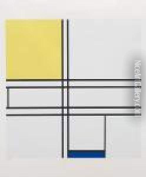 Composition Bleue Et Jaune Oil Painting - Piet Mondrian