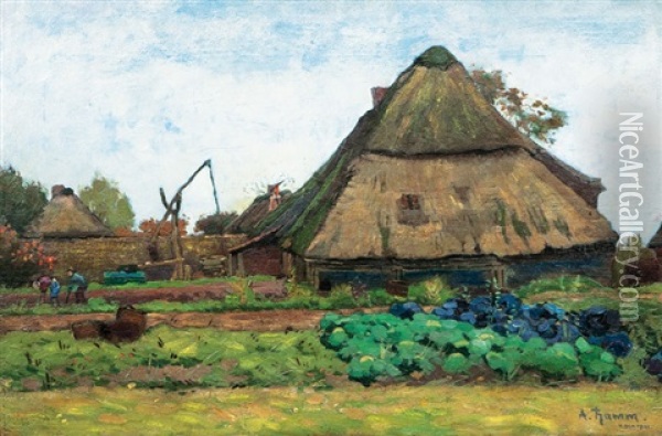 Farmyard Oil Painting - Adolf Gustav Thamm