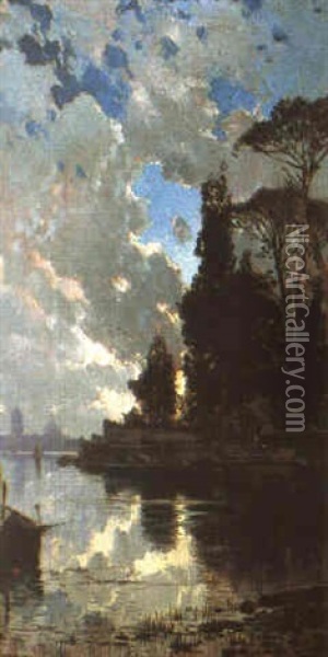 Uferlandschaft Bei Rom Oil Painting - Hermann David Salomon Corrodi