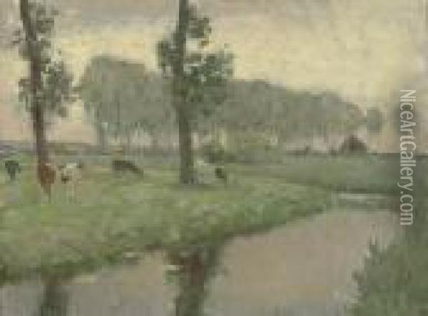 La Prairie Au Bord De L'eau Oil Painting - Henri Eugene Augustin Le Sidaner