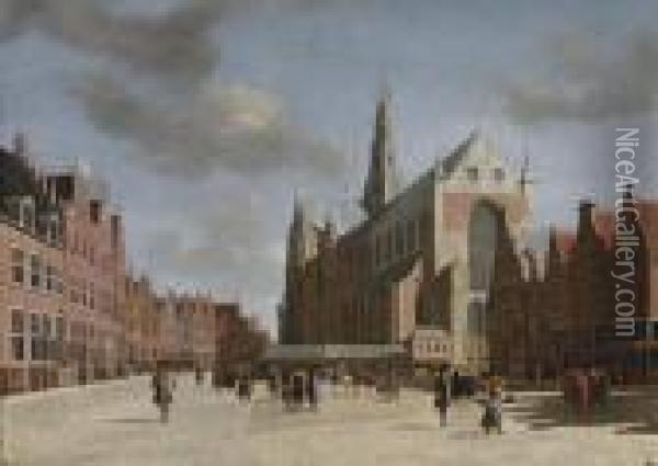 A View Of Haarlem With St. Bravo's Cathedral Oil Painting - Gerrit Adriaensz Berckheyde