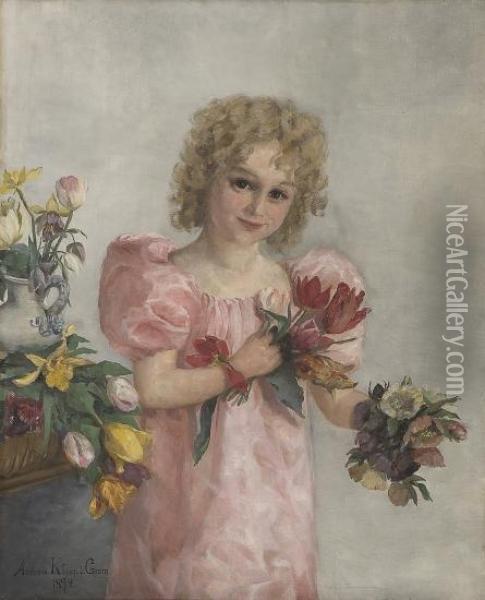 Portrait Of A Girl Oil Painting - Andrea Gram Kleen