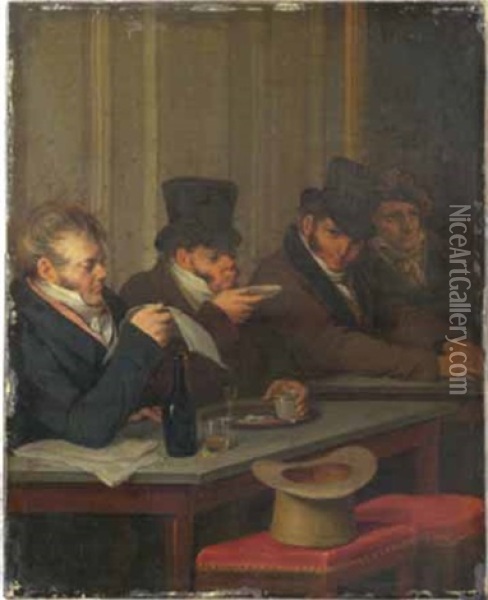 Un Coin Du Cafe De Foy Oil Painting - Louis Leopold Boilly