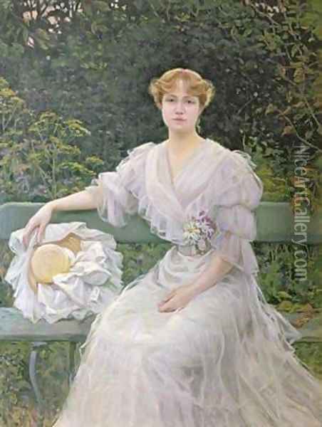 Portrait of Marguerite Durand 1864-1936 Oil Painting - Jules Cayron