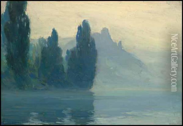 Misty Morning, Chateau-gaillard Oil Painting - Clarence Alphonse Gagnon