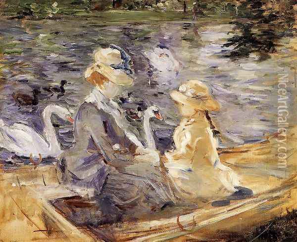 On The Lake In The Bois De Boulogne Oil Painting - Berthe Morisot