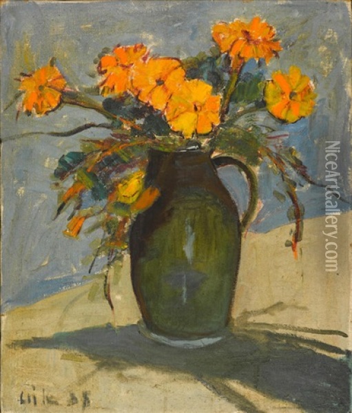 Still Life With Marigolds Oil Painting - Selden Connor Gile