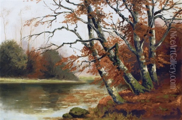 Forest Scene Oil Painting - Walter Moras