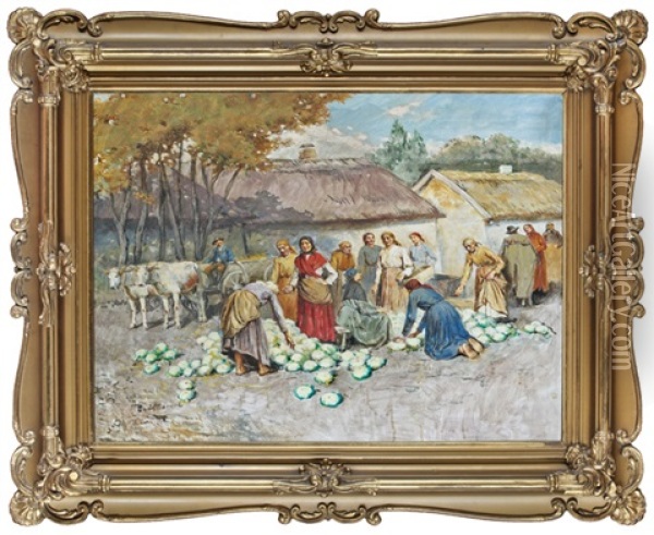 Kaposztavasar Oil Painting - Lajos Deak Ebner