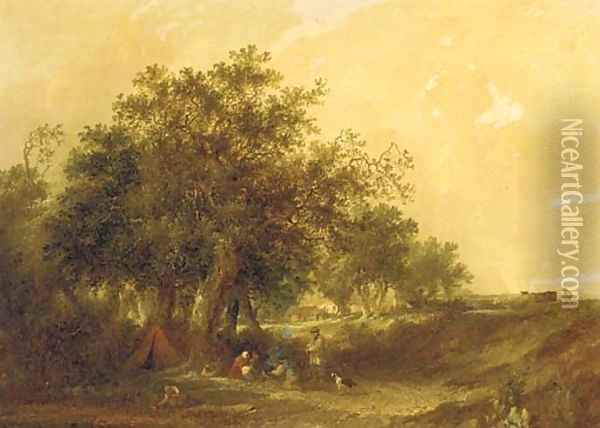 A gypsy encampment Oil Painting - Edward Charles Williams