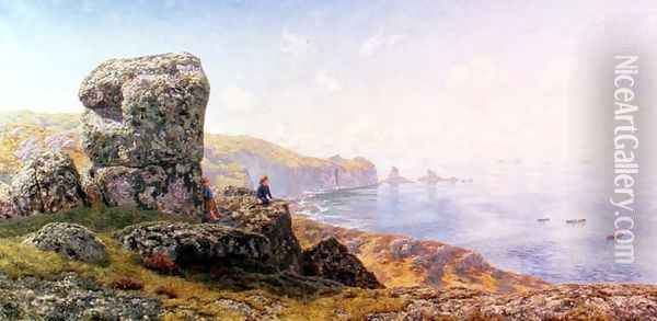 Golden Prospects, St. Catherine's Well, Land's End, Cornwall 1881 Oil Painting - John Edward Brett