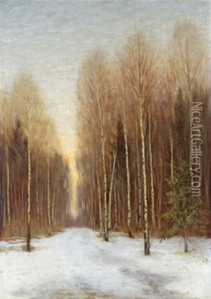 Winterwald Bei Sonnenuntergang Oil Painting - Dimitri Emil'evich Marten