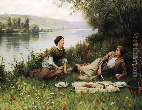 Normandy Garden (or Le Gouter) Oil Painting - Daniel Ridgway Knight