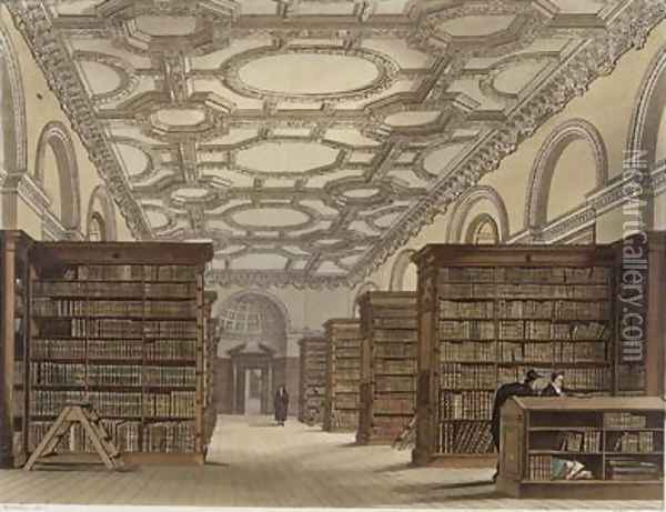 Interior of the Public Library Cambridge Oil Painting - Frederick Mackenzie