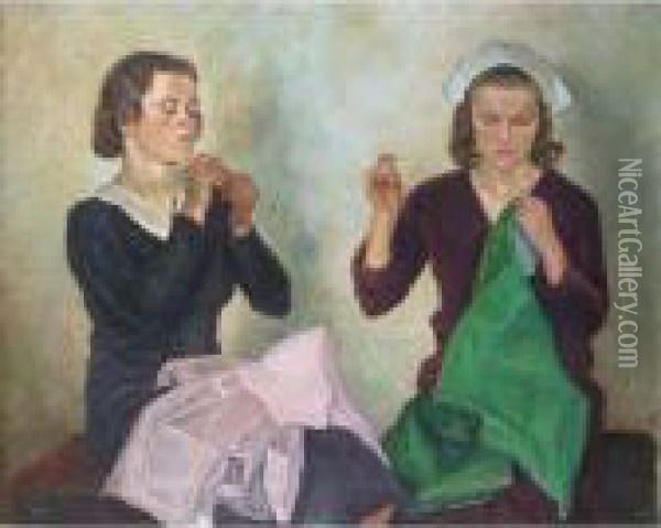 Sheffield Seamstresses Oil Painting - William Rothenstein