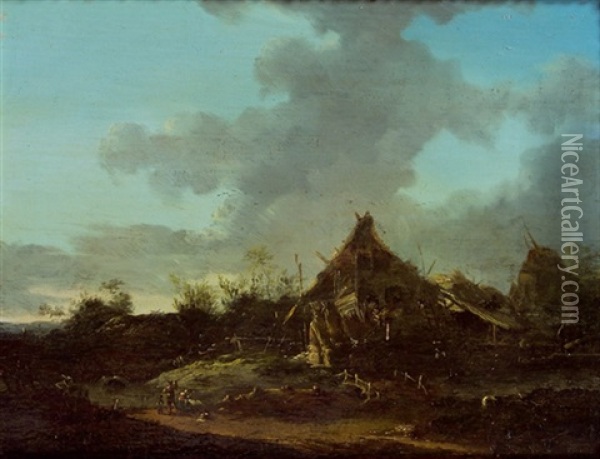Landschaft Mit Bauernhauser Oil Painting - Johann Friedrich Thiele