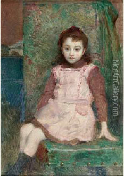 Portrait De Jeune Fille Oil Painting - Antoine Calbet