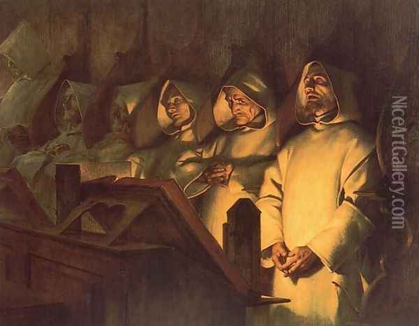 Les Matines a la Grande Chartreuse Oil Painting - Theobald Chartran