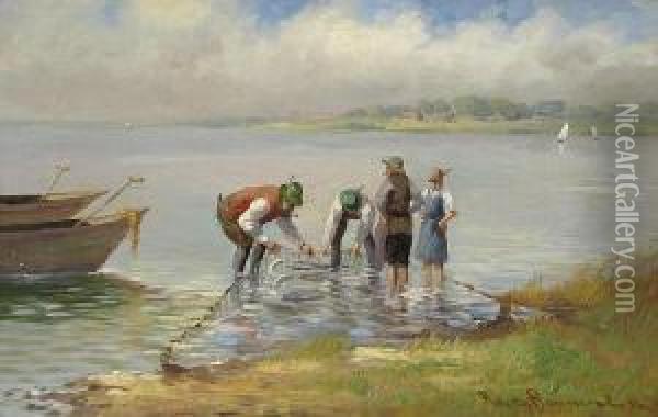 A Fisherman With His Net Oil Painting - Carl Muller-Baumgarten