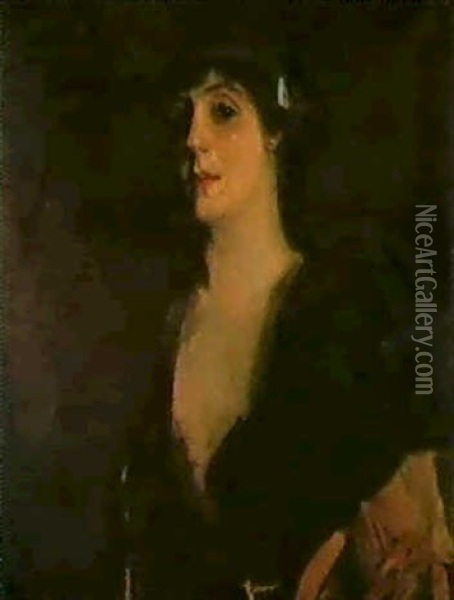 Portrait Of Mrs. Patrick Campbell Oil Painting - John Lavery