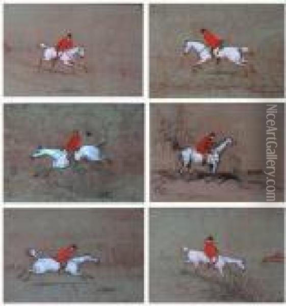 Agroup Of Six Hunting Sketches Oil Painting - John Leech