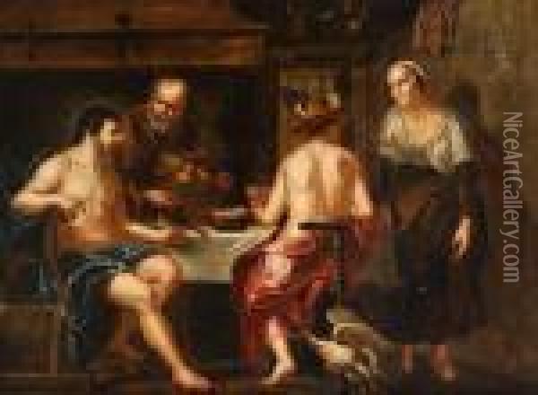 Jupiter En Mercurius Bij Philemon En Baucis Oil Painting - Jacob Jordaens