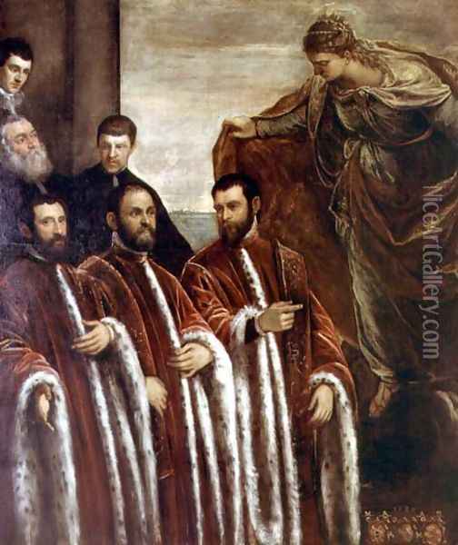 St. Giustina and the Treasurers of Venice, 1580 Oil Painting - Jacopo Tintoretto (Robusti)
