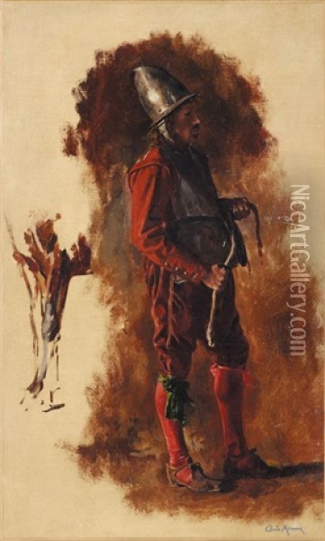 Etude De Soldat (study) Oil Painting - Jean Charles Meissonier