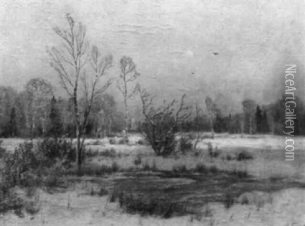 Waldlichtung Im Winter Bei Abendsonne Oil Painting - Heinrich Gogarten