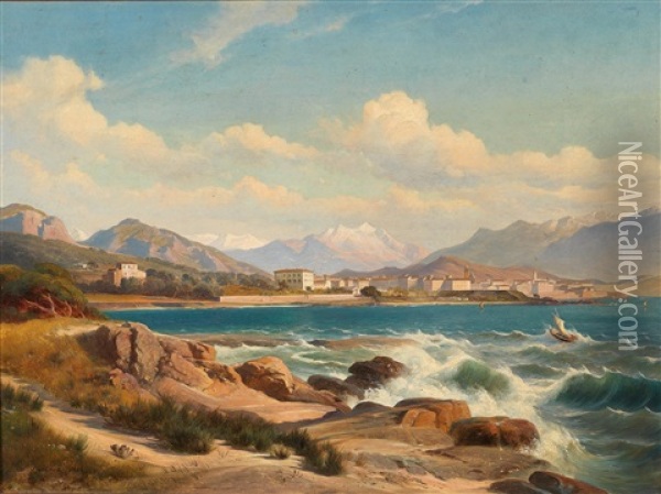 The Gulf Of Ajaccio Oil Painting - Carl Maria Nicolaus Hummel