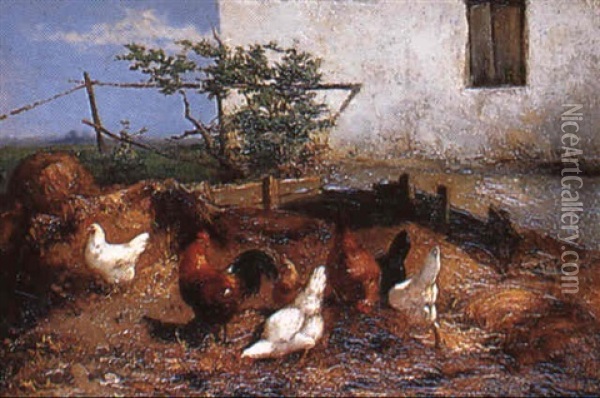 Coq Et Poules Oil Painting - Charles Emile Jacque