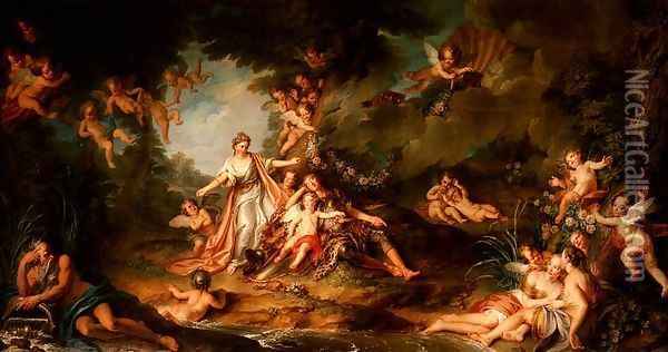 Armide Wishing to Hit Renaud, 1741 Oil Painting - Charles-Antoine Coypel