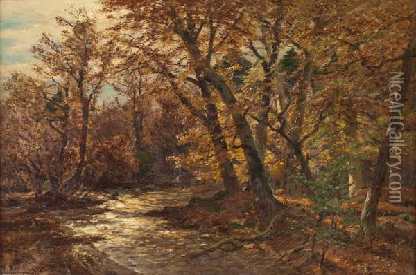 Herbstwald Oil Painting - Heinrich Sen Hartung
