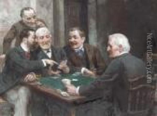 The Card Players Oil Painting - Ulpiano Checa y Sanz