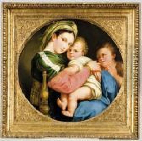 Madonna A Gyermek Jezussal Es Keresztelo Szent Janossal Oil Painting - Santi Raffaelo