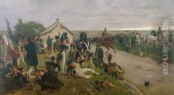 The Morning of The Battle of Waterloo, the French Await Napoleons Orders, 1876 Oil Painting - Ernest Crofts