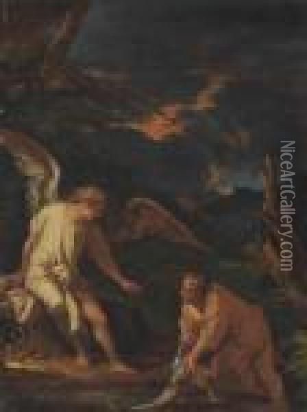Tobias And The Angel Oil Painting - Salvator Rosa