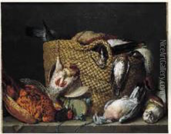 Nature Morte A La Sarcelle, Pigeon Ramier, Perdreau Gris,becasse,
 Grive Et Faisan Oil Painting - Pieter Rysbrack