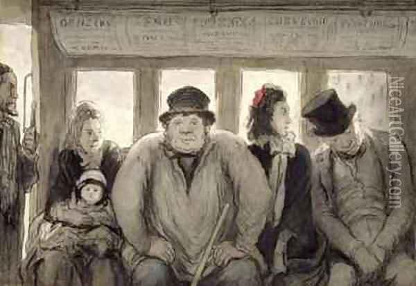 The Omnibus Oil Painting - Honore Daumier