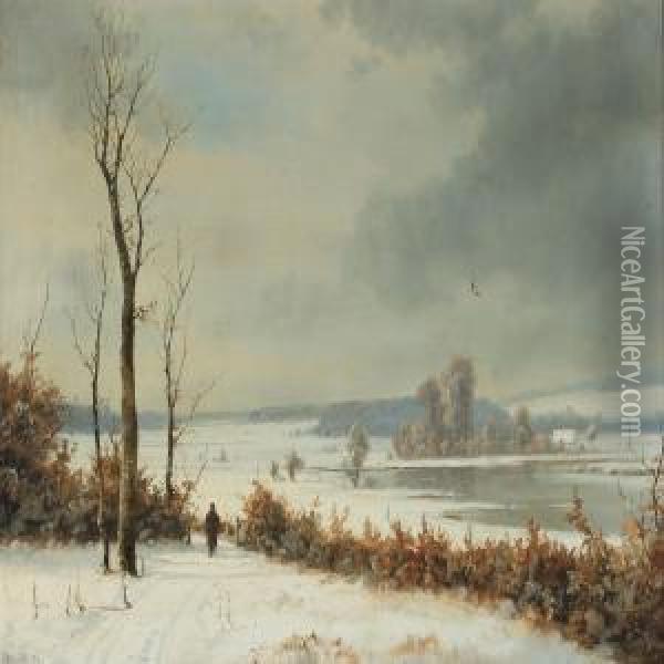 Winter Landscape Oil Painting - Alexander Schmidt